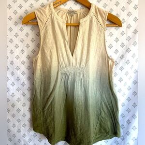 Lucky Brand Cream to Olive Green Ombre Sleeveless Tank Top